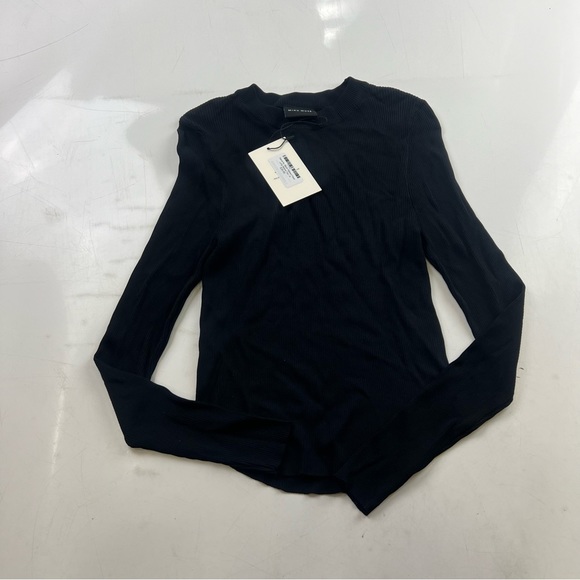 Miou Muse women’s  black long sleeve blouse S NWT L97-22 - Picture 2 of 7
